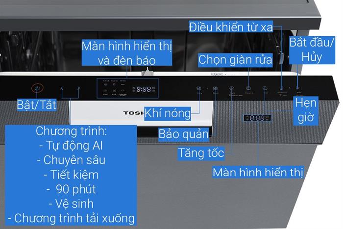 Máy rửa chén bát độc lập Toshiba DW-15F7(G)-VN